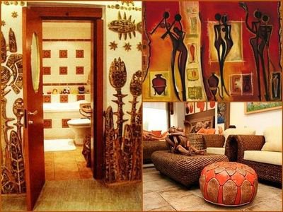 Комната в африканском стиле приглушённые тона и яркие вкрапления