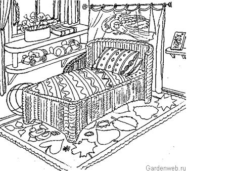 Рис.Детская плетеная кровать, как воспоминание о старинных детских плетеных кроватях