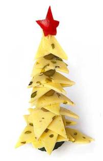 Новогодние блюда с фото. Съедобная елка из сыра и оливок